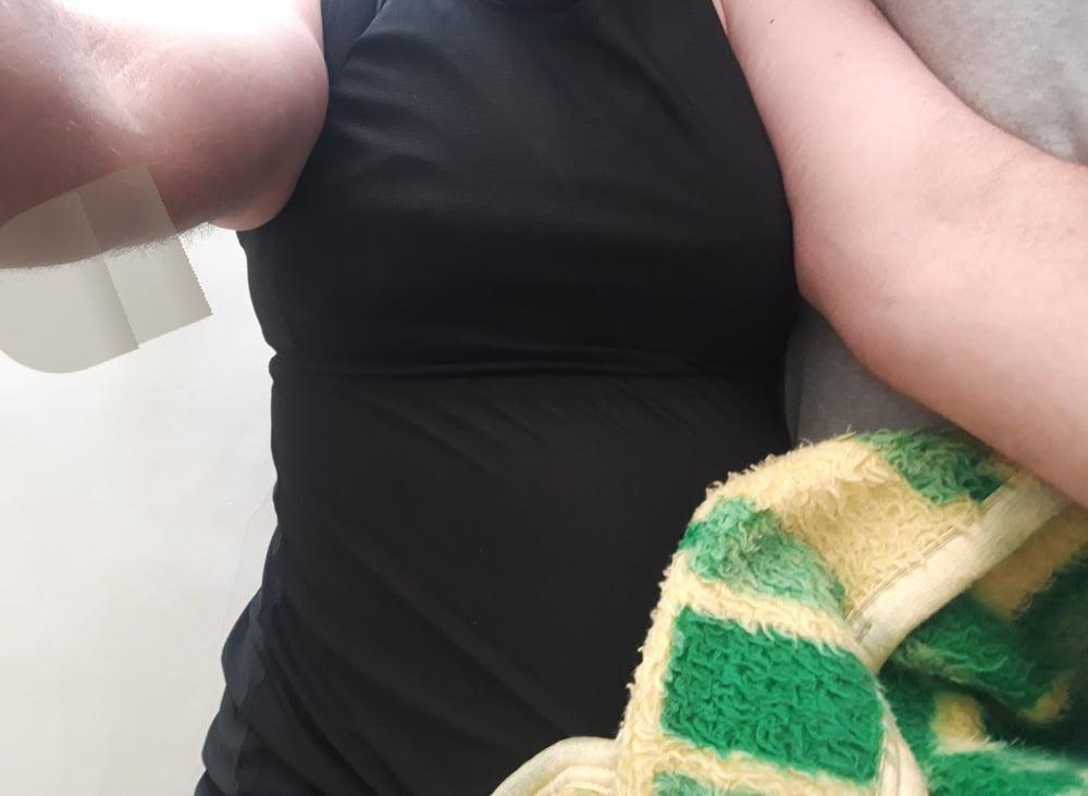 6P Bbw ts in black dress