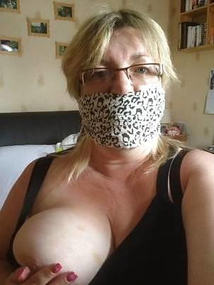 10P Big titted blonde granny sucking cock