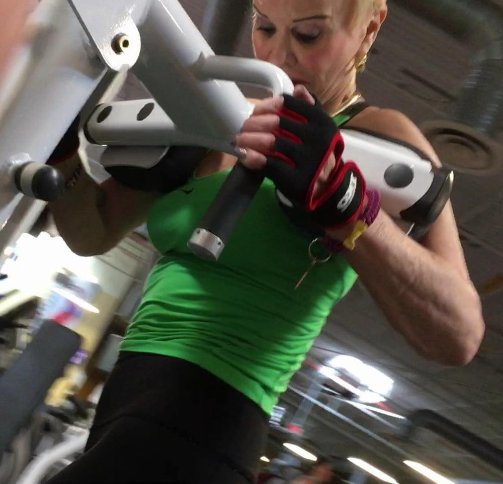 21P Sexy gym fit blonde granny