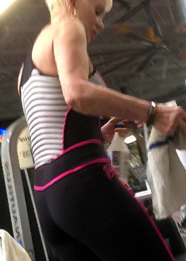 21P Sexy gym fit blonde granny
