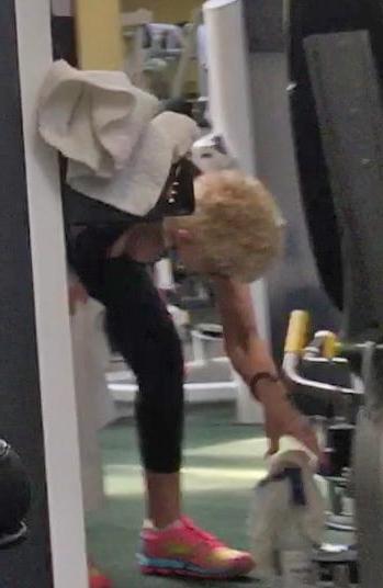 21P Sexy gym fit blonde granny
