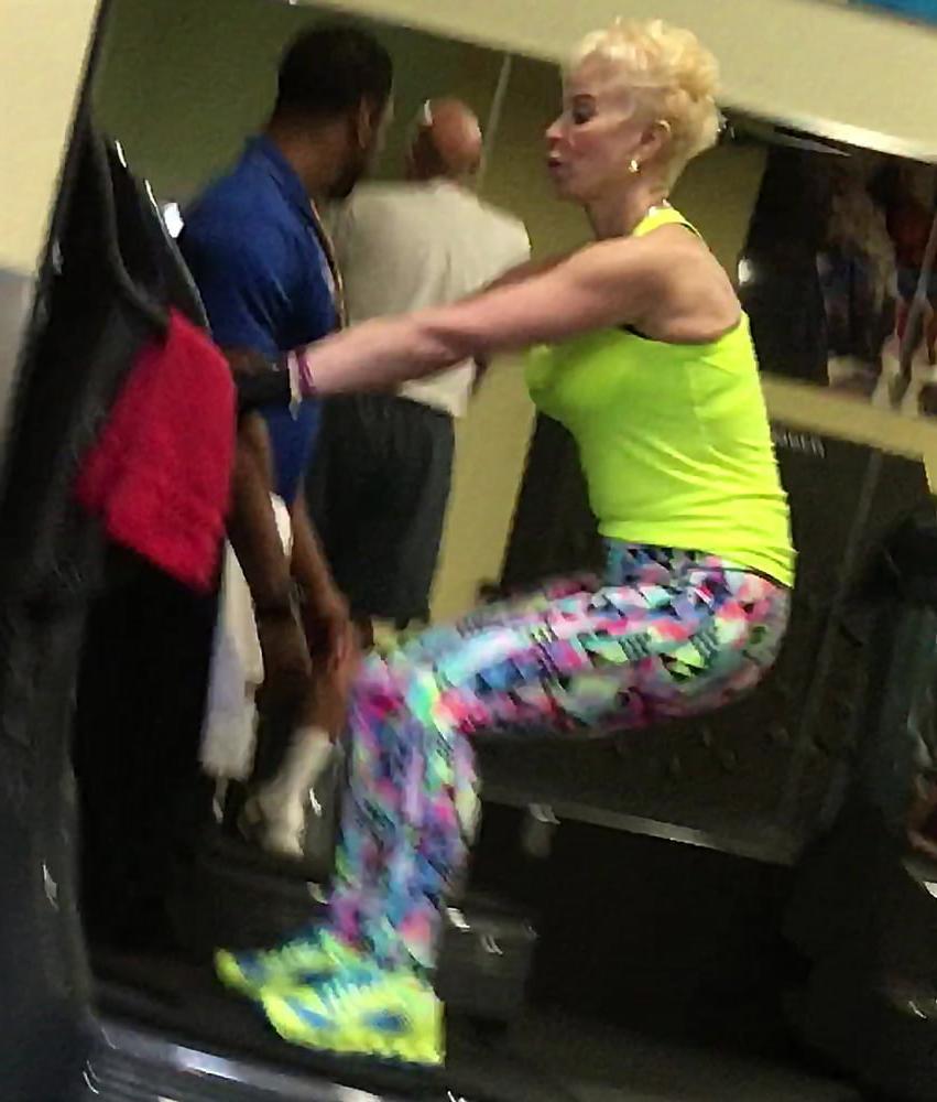 21P Sexy gym fit blonde granny