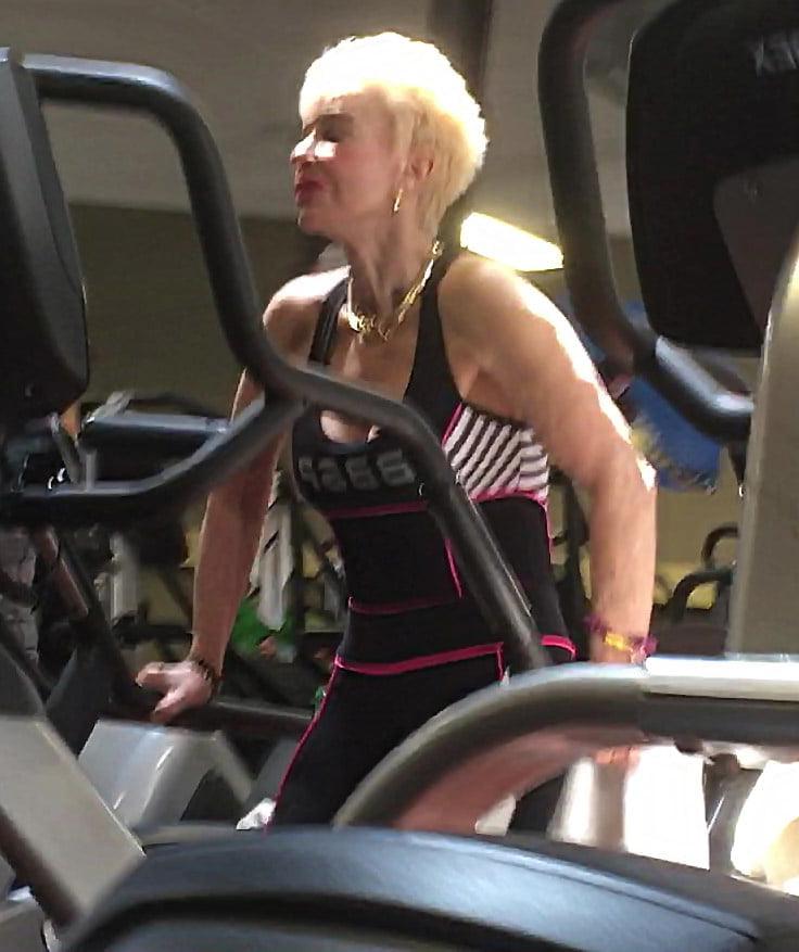 21P Sexy gym fit blonde granny