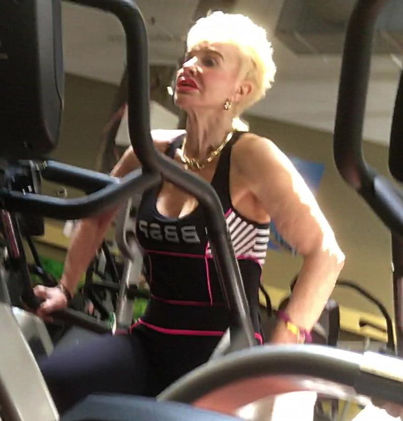 21P Sexy gym fit blonde granny