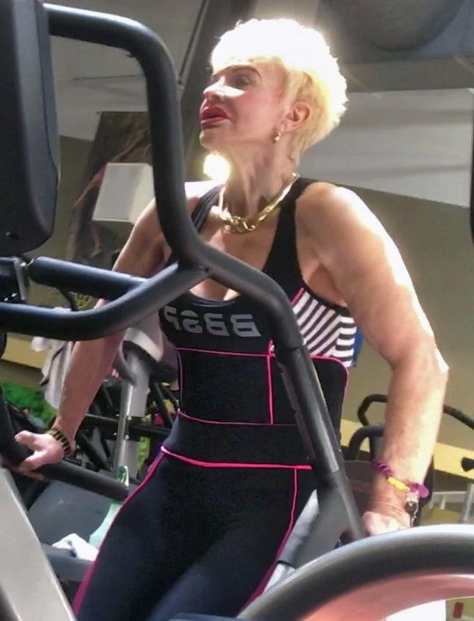 21P Sexy gym fit blonde granny