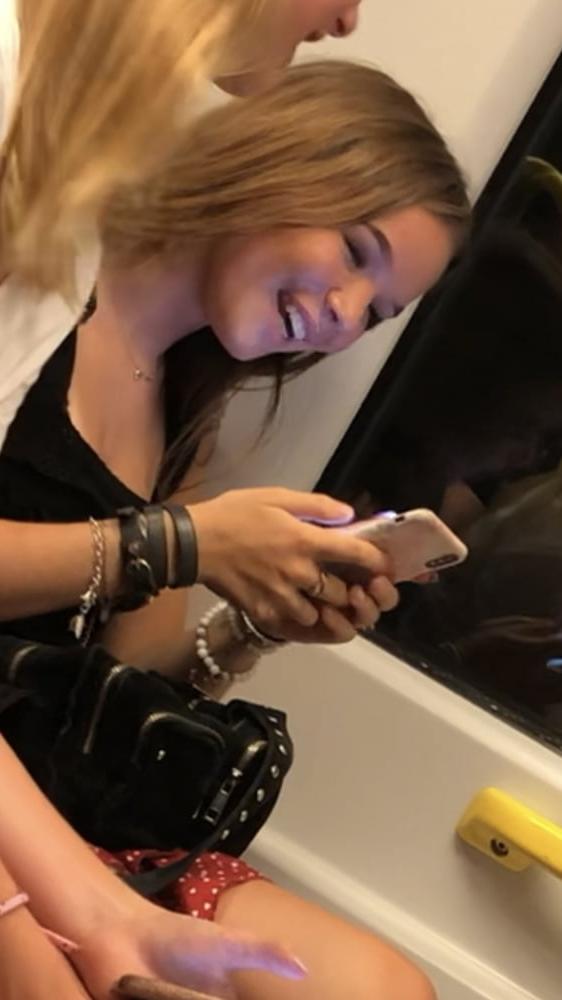 9P Upskirt brunette teen