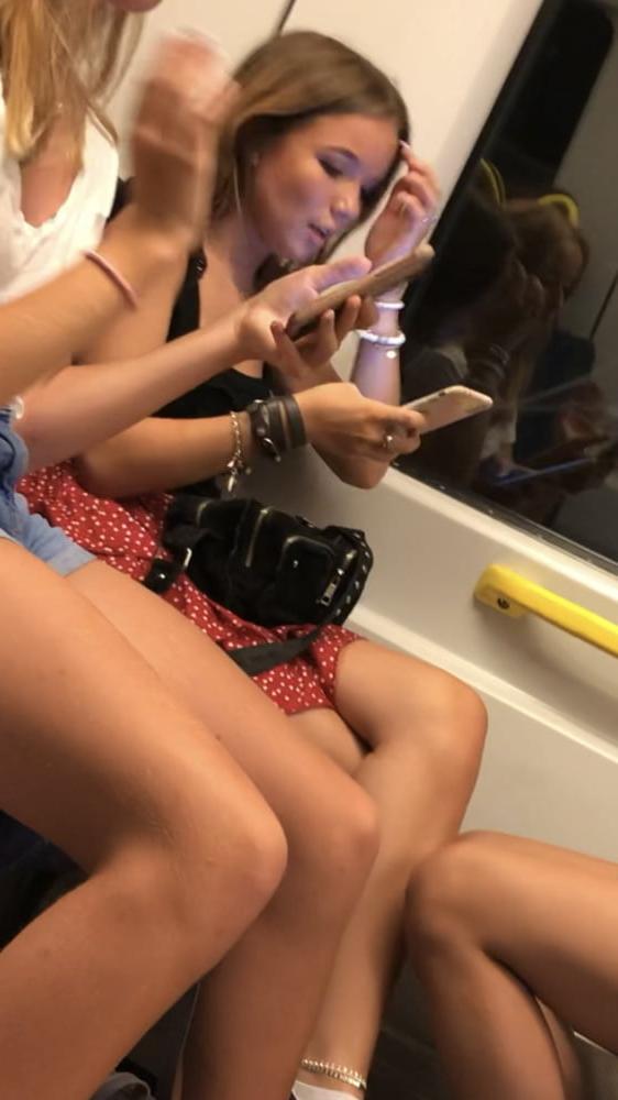 9P Upskirt brunette teen