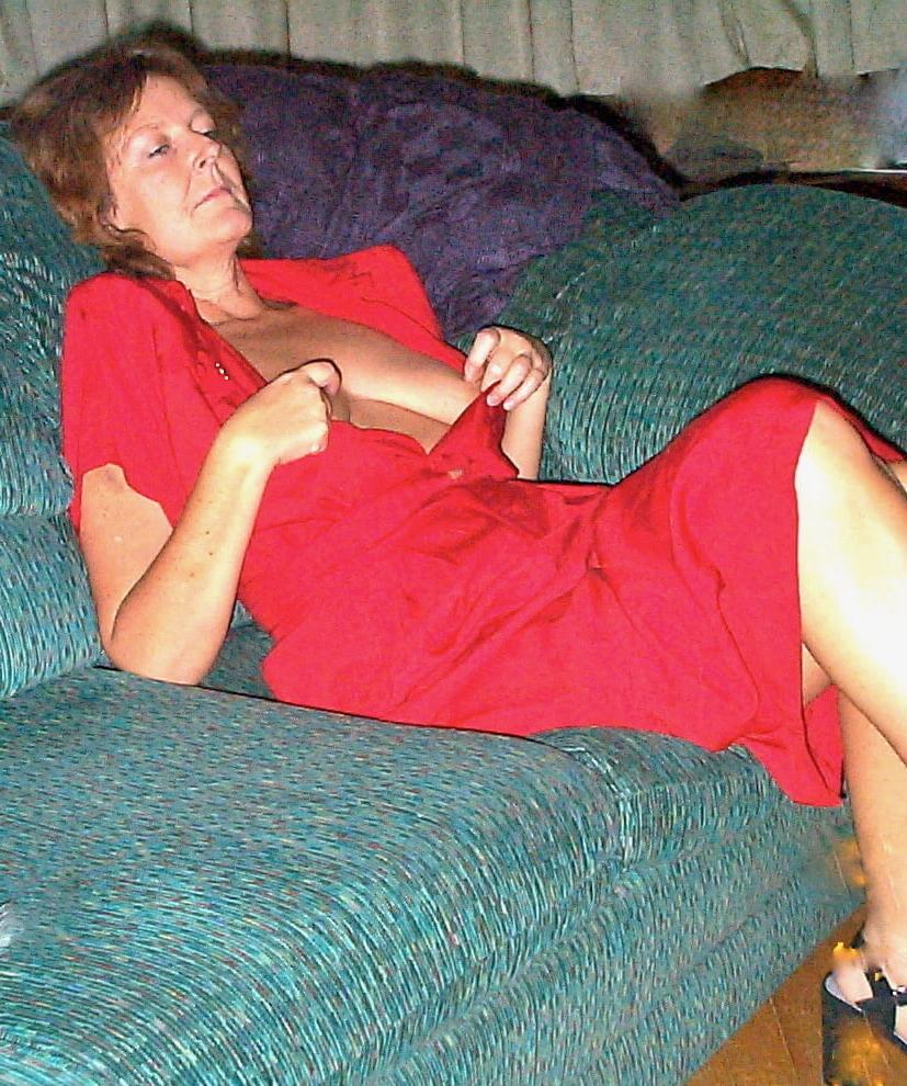 13P Granny in red playing&amp;sucking cock