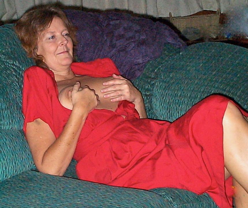 13P Granny in red playing&amp;sucking cock