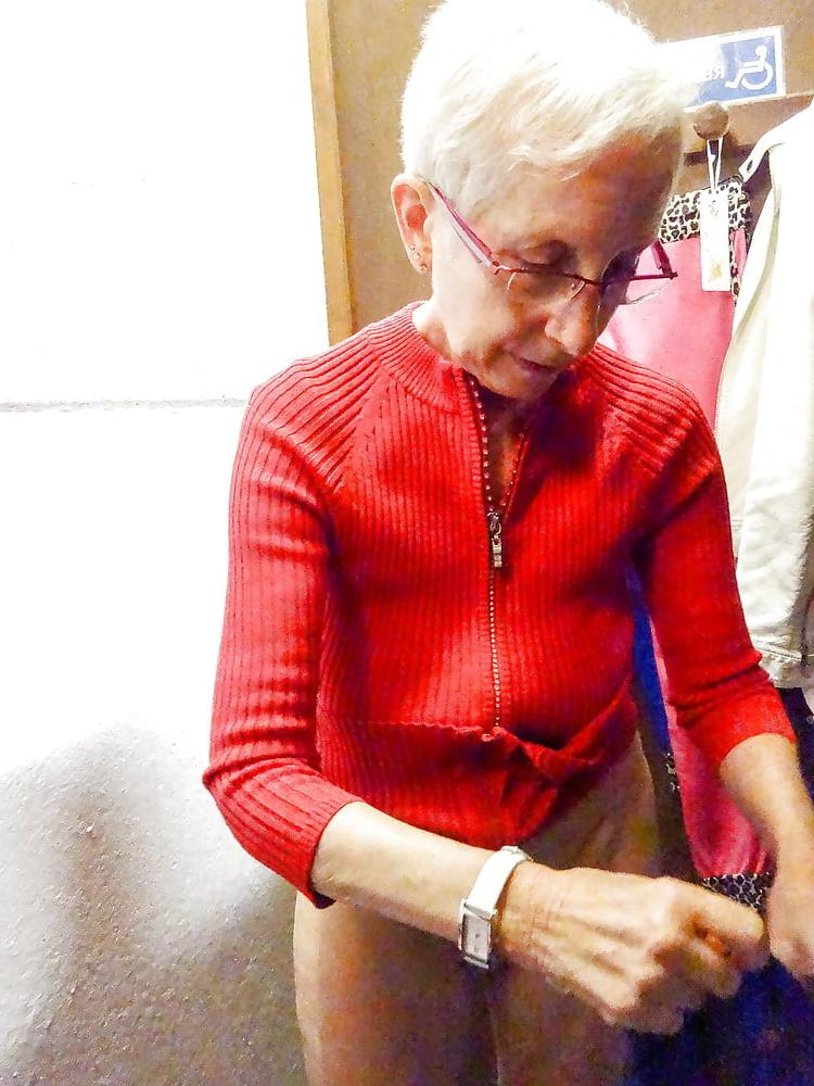 14P Sexy White haired granny undressing