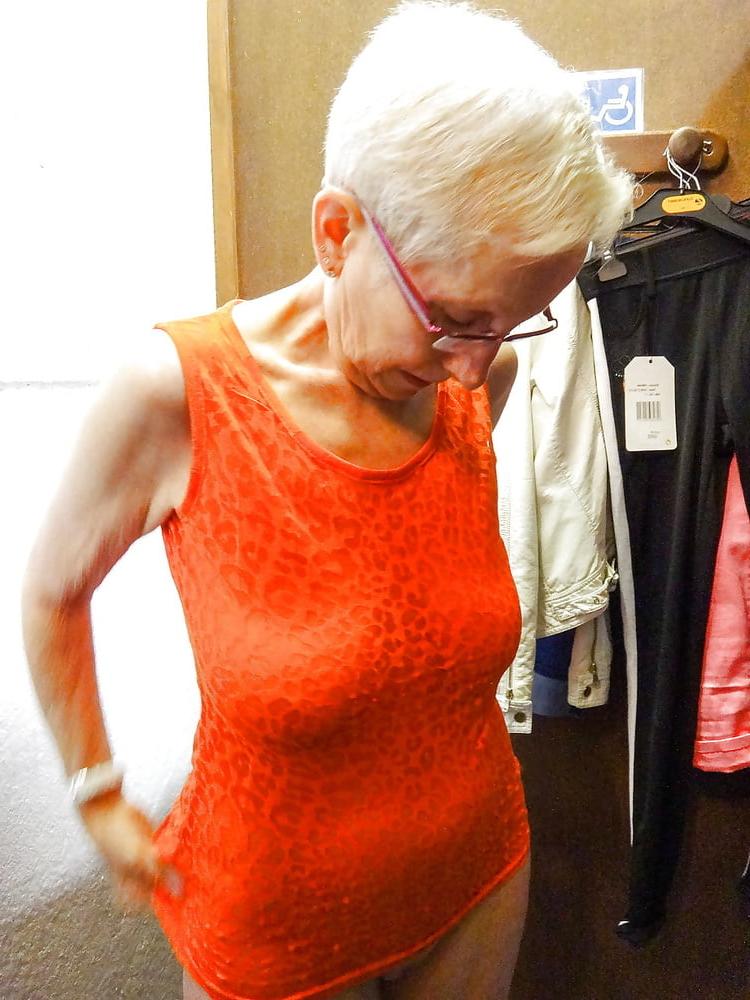 14P Sexy White haired granny undressing