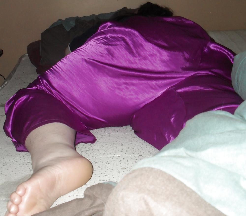 8P BBW Chav Whore In Satin Trousers