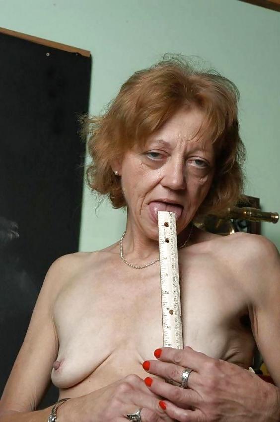 10P Skinny ugly granny teacher