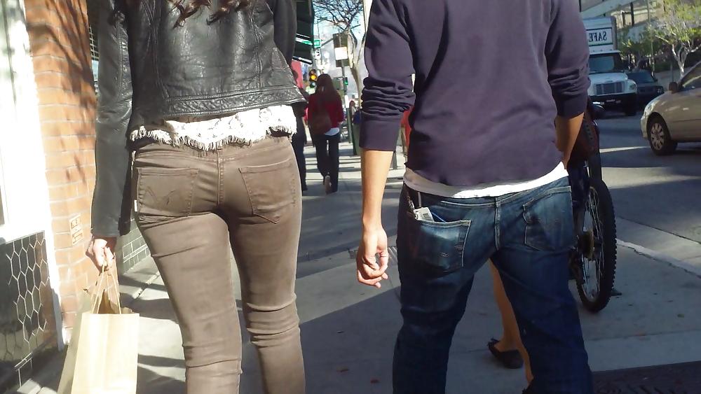 25P Beautiful sexy teen butt & ass in brown jeans