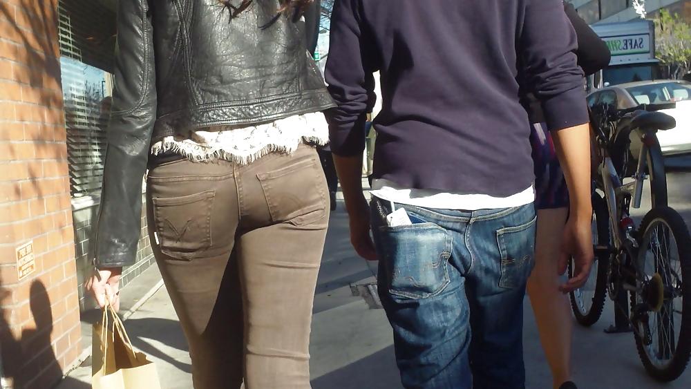 25P Beautiful sexy teen butt & ass in brown jeans