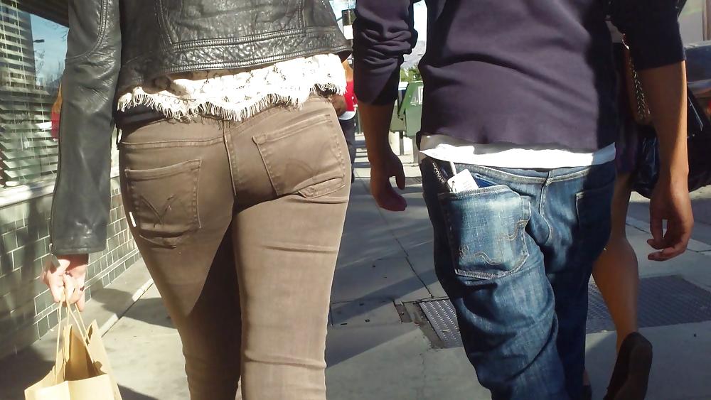 25P Beautiful sexy teen butt & ass in brown jeans