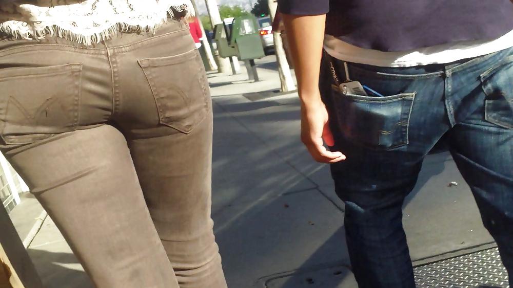 25P Beautiful sexy teen butt & ass in brown jeans