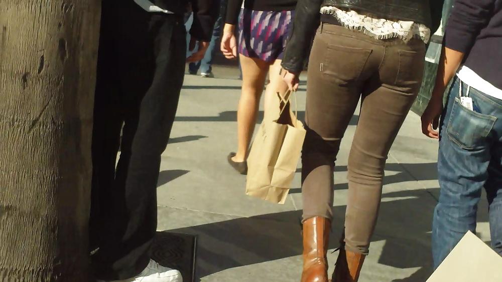 25P Beautiful sexy teen butt & ass in brown jeans