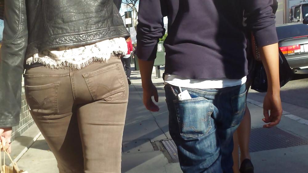 25P Beautiful sexy teen butt & ass in brown jeans