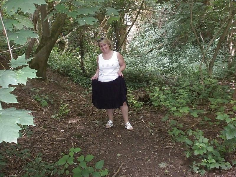20P Hairy granny enjoying herself outdoors