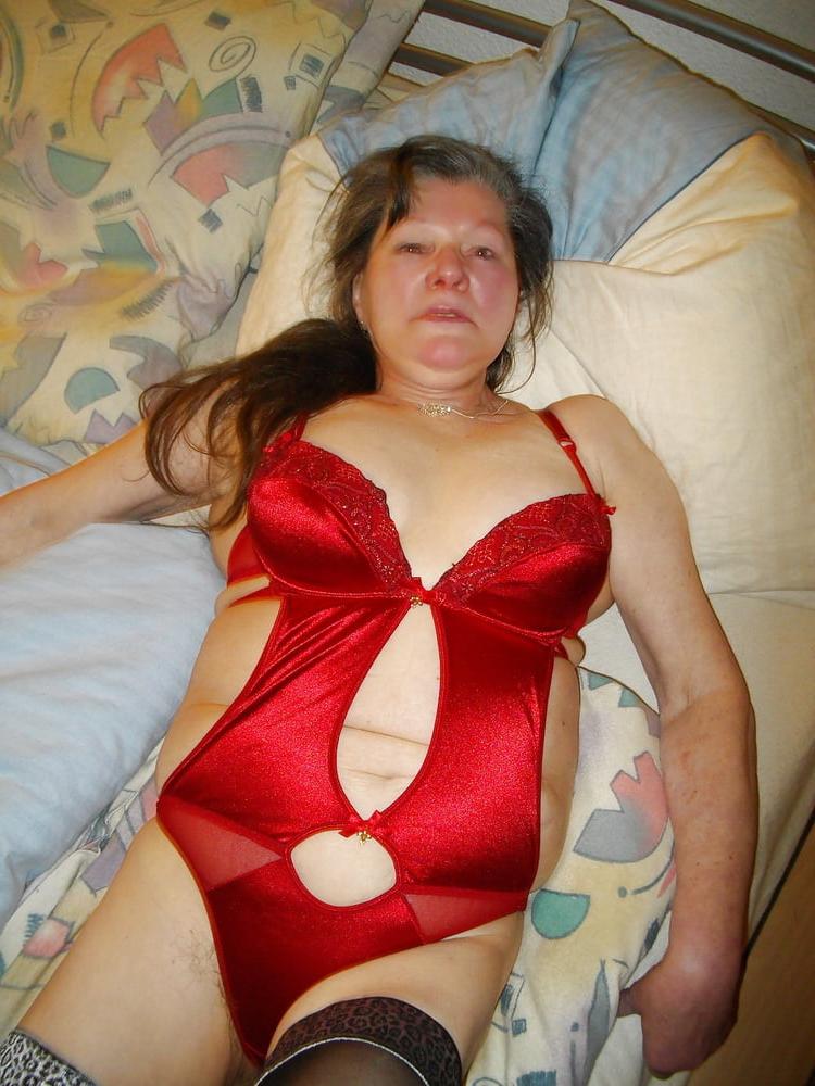 10P Grey tinged granny in sexy lingerie