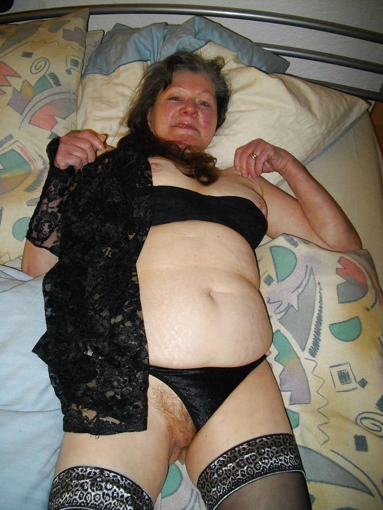 10P Grey tinged granny in sexy lingerie