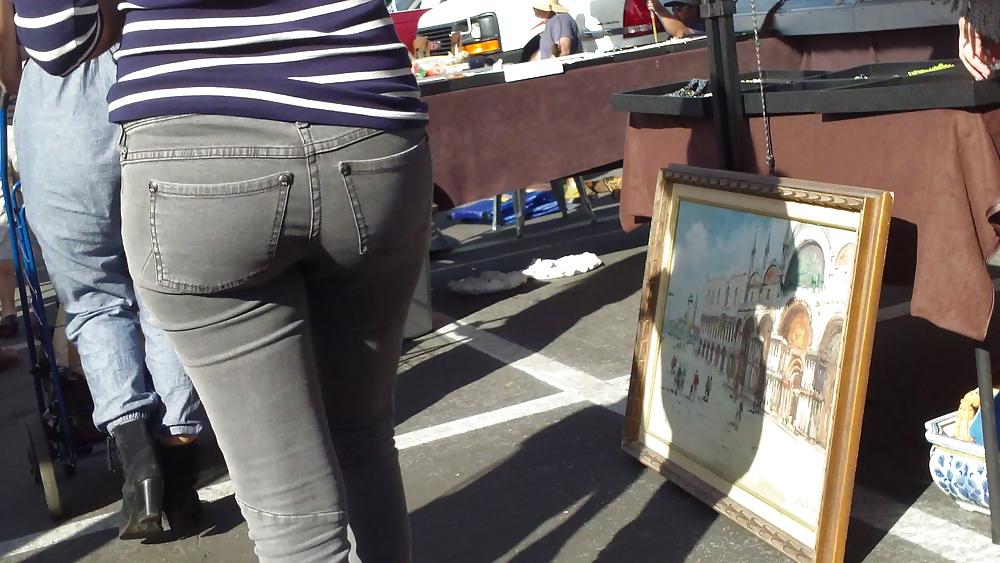 25P Hot sexy Italian Teen ass & butt in tight grey jeans