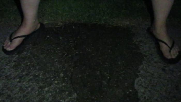 11P Hairy Pussy Wife Pissing Outside in Dress and Flip Flops