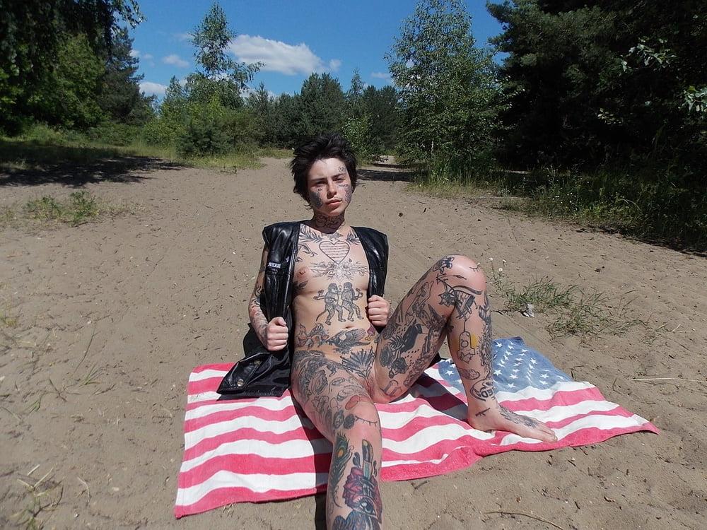 25P russian tattooed slut on the beach
