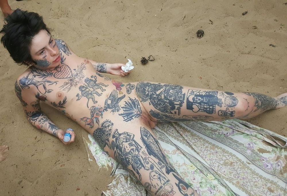 25P russian tattooed slut on the beach