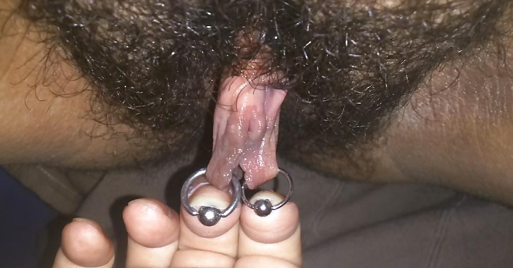 10P Fingering my juicy pierced hairy pussy