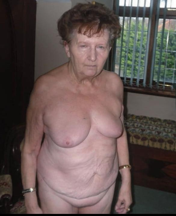 8P granny  likes to wear suspenders  to please