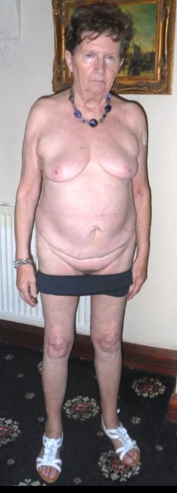 8P granny  likes to wear suspenders  to please