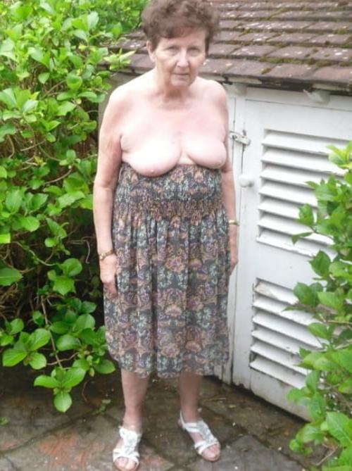 8P granny  likes to wear suspenders  to please