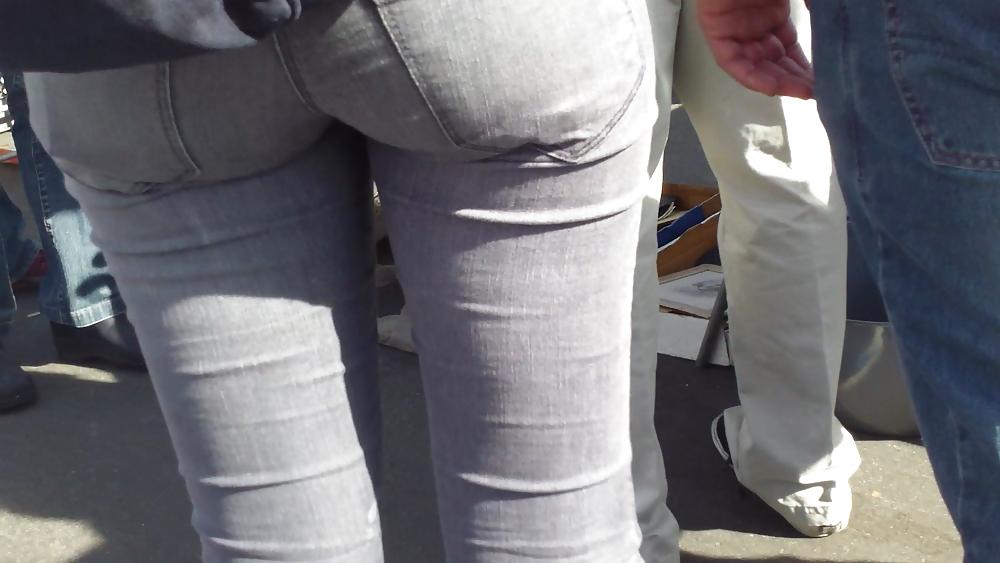 9P Teens sexy ass & butt in grey jeans