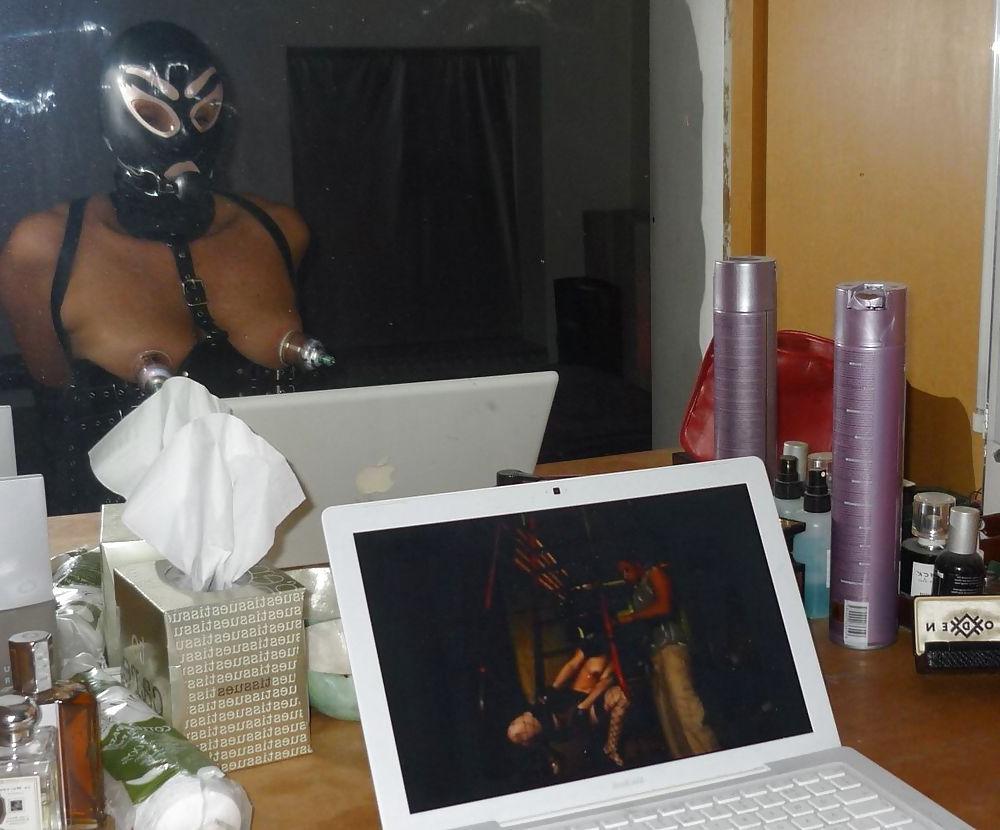 6P Becky watching porn in bondage