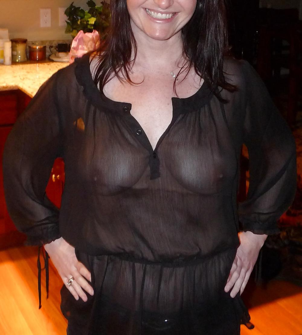13P Braless wife in a sheer top