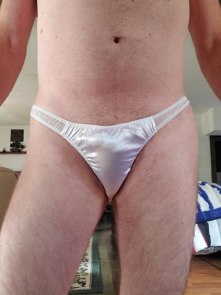 6P My new white satin bikini panties