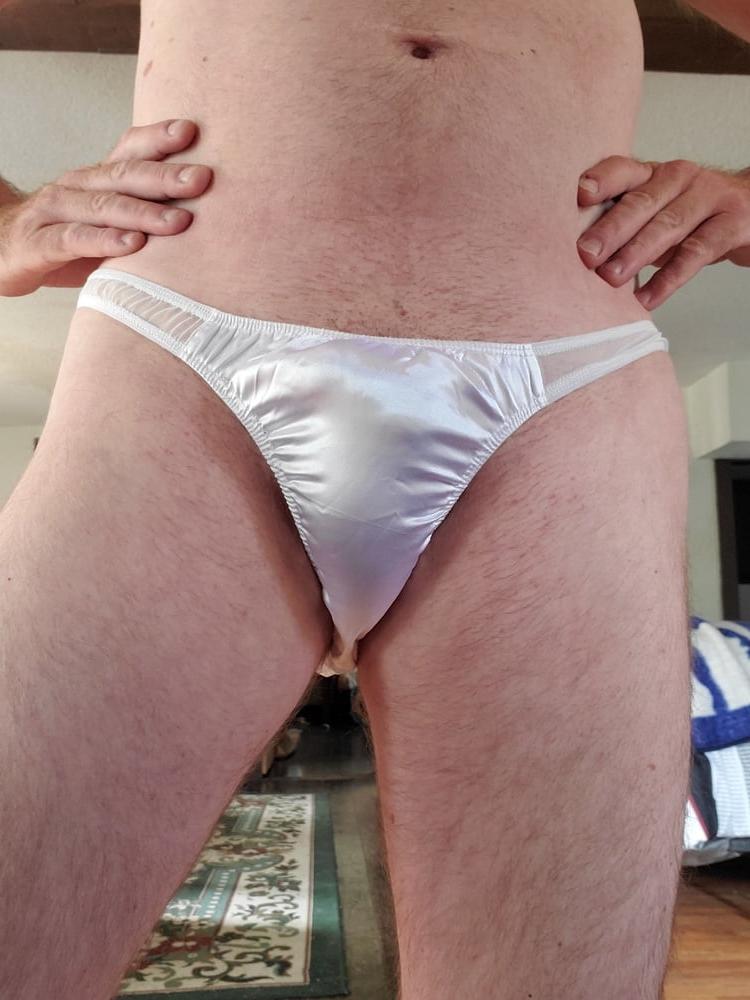 6P My new white satin bikini panties