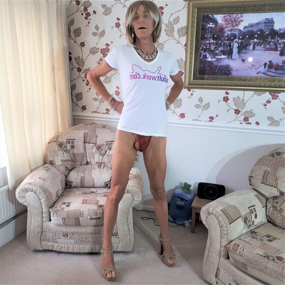 14P Alessia models in white AdultWork promo T-shirt