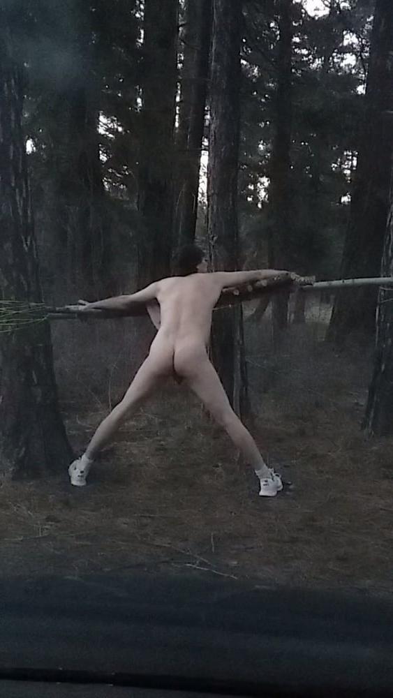 6P Walking around camp sites nude