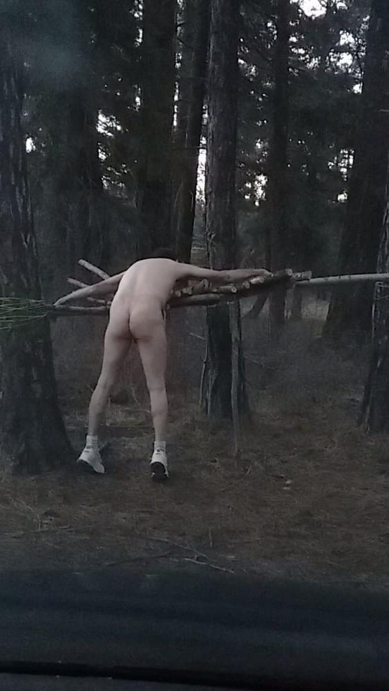 6P Walking around camp sites nude
