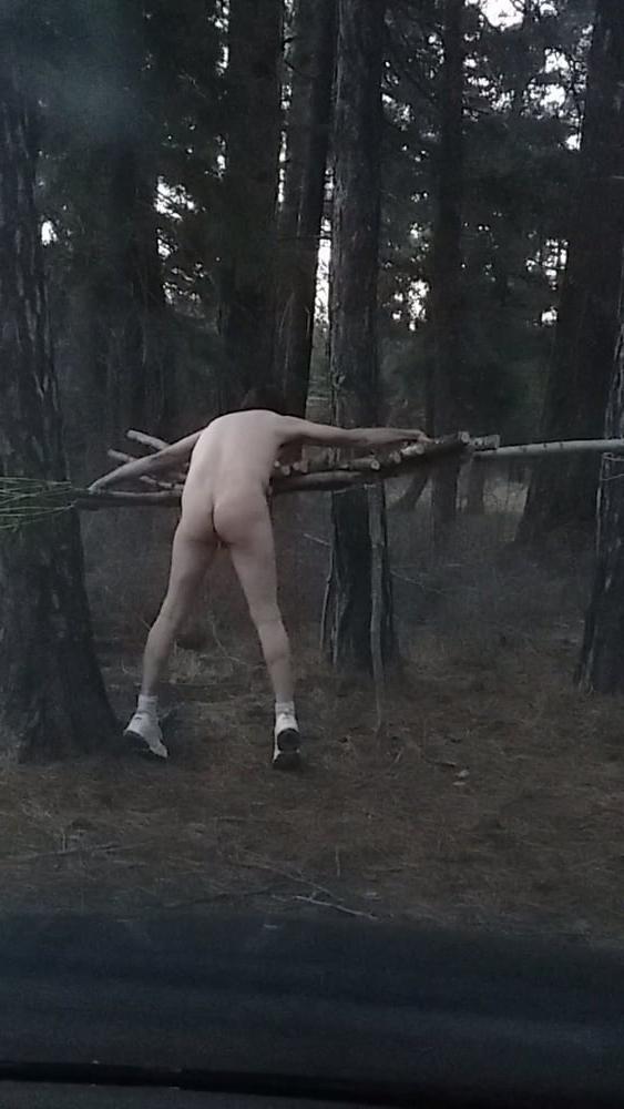6P Walking around camp sites nude