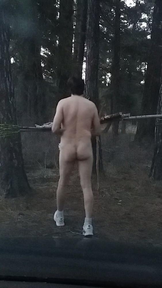 6P Walking around camp sites nude