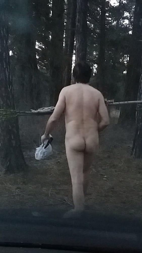 6P Walking around camp sites nude