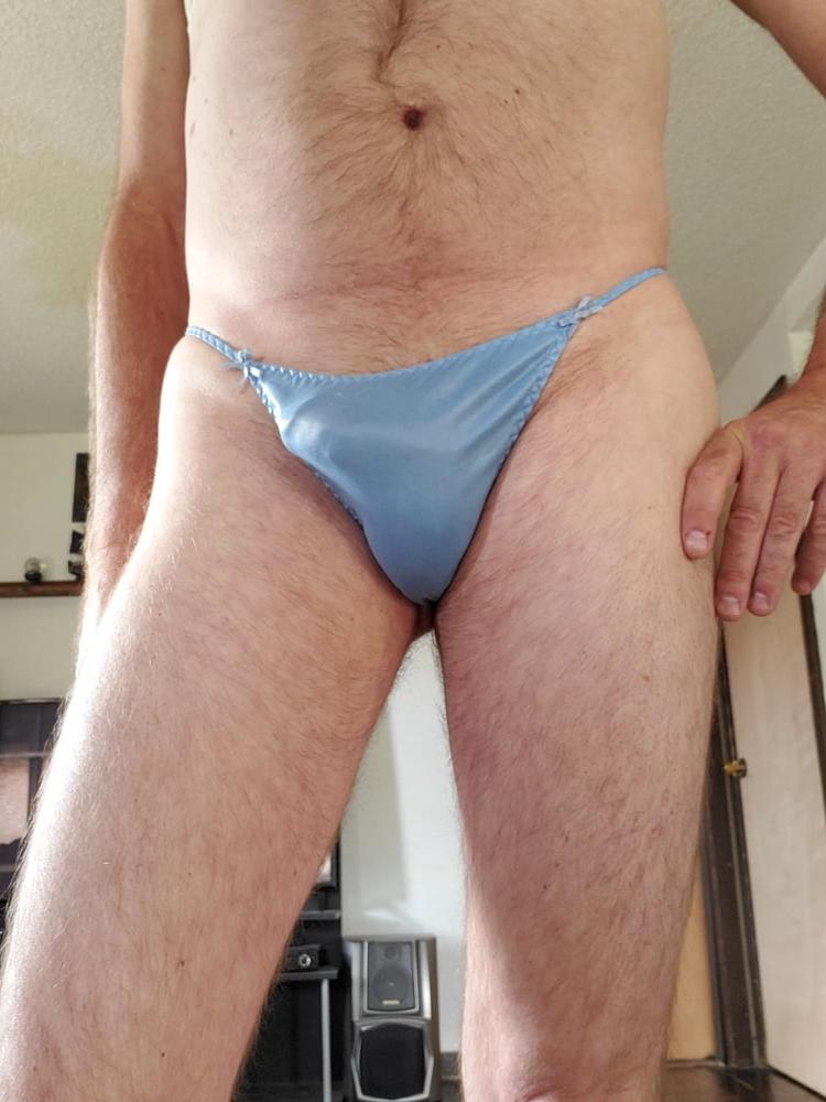 6P My blue satin thong panty