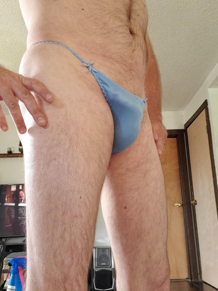 6P My blue satin thong panty