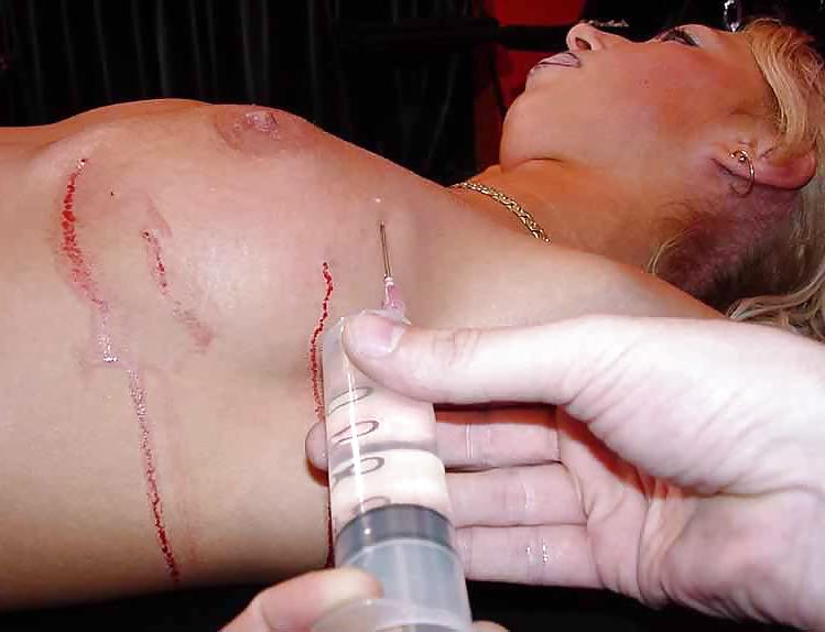 16P BDSM painful saline injection in tits