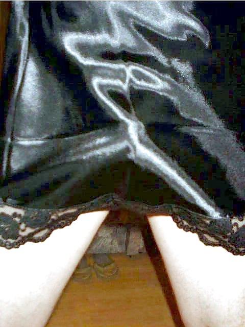 25P Black Satin Nightie 