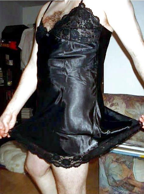 25P Black Satin Nightie 